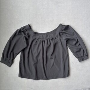 Anthropologie Maeve Blouse Womens Medium Black Off Shoulder‎ Preppy Cocktail Top